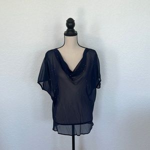 St John brand New with Tags Navy Sheer Cowl Neck Blouse Size 6